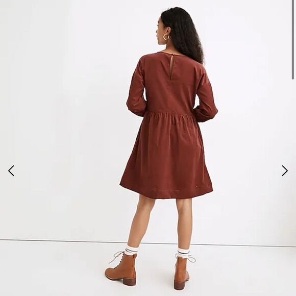 Madewell Corduroy Relaxed Mini Dress in rusted burgundy - Picture 3 of 12